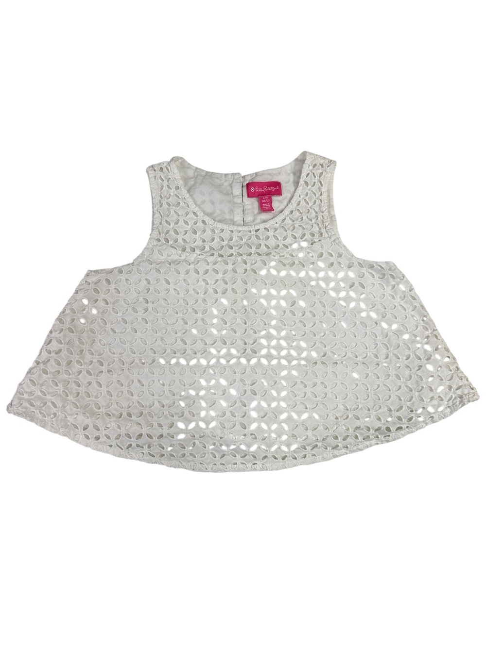 Lilly Pulitzer For Target Girls L 10/12 White Eyelet Swing Tank Top Button Back